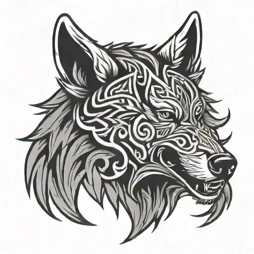 Air force insignia interwined with a tribal wolf design, symbolizing loyality and courage tattoo design idea
