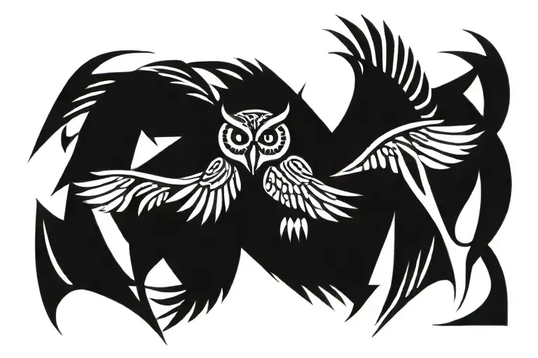 owl flying towards tattoo design idea