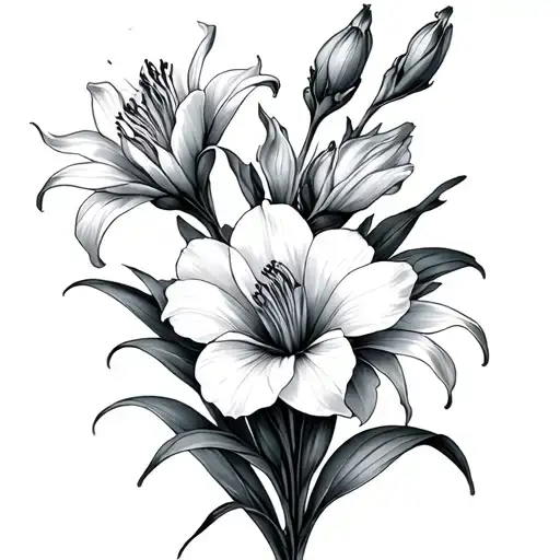 Gladiolus And Cosmos tattoo design idea