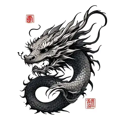 korean norigae with dragon wrapped tattoo design idea