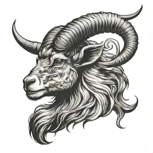 capricorn goat head tattoo design idea