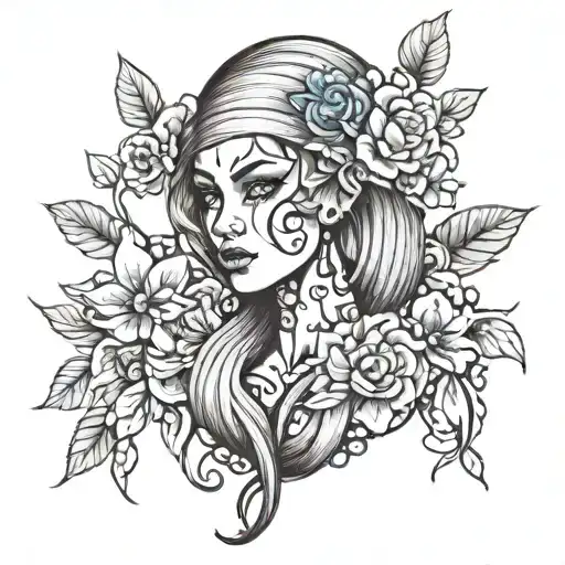 woman who represents depression and toxicity tattoo design idea