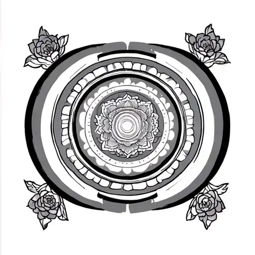 Buddhist number 108 times in concentric circle tattoo design idea