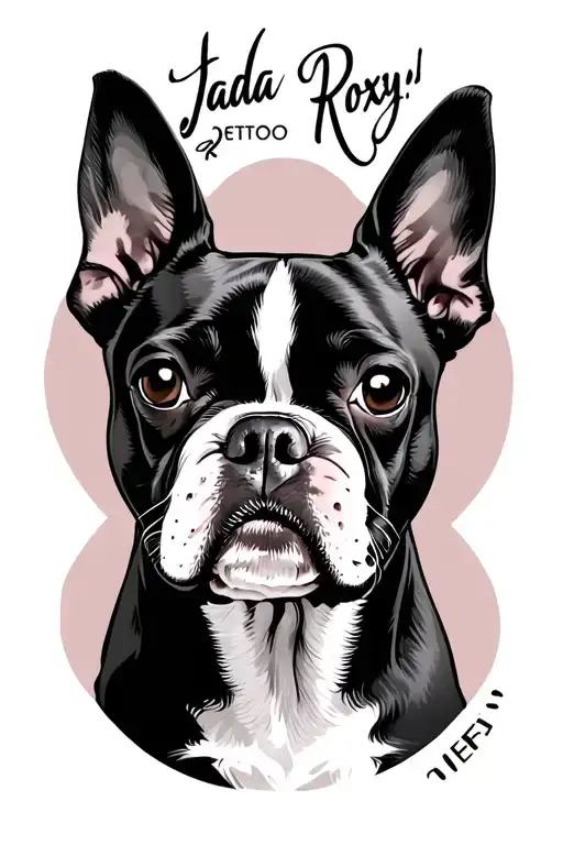 "Jada Roxy " "Jada Roxy " girl boston terrier tattoo design idea