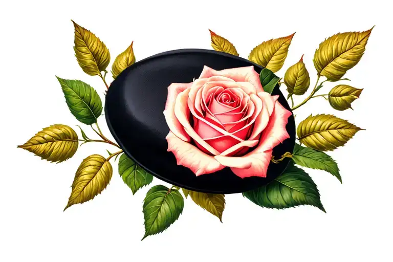 beret with rose and gyposphilia  tattoo design idea