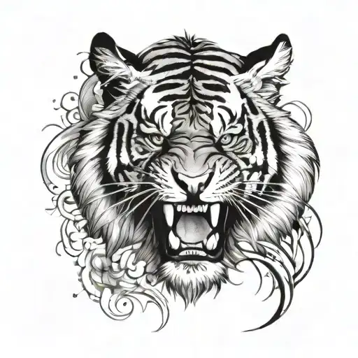 make a tattoof half tiger face and another half some other designs tattoo design idea