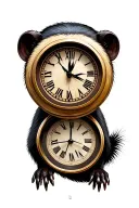 honey badger with time analog clock showing tattoo design idea