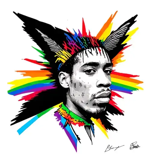 8 August 1993, on my forearm in rainbow colours, in the style of Basquiat tattoo design idea