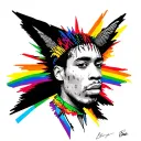 8 August 1993, on my forearm in rainbow colours, in the style of Basquiat tattoo design idea