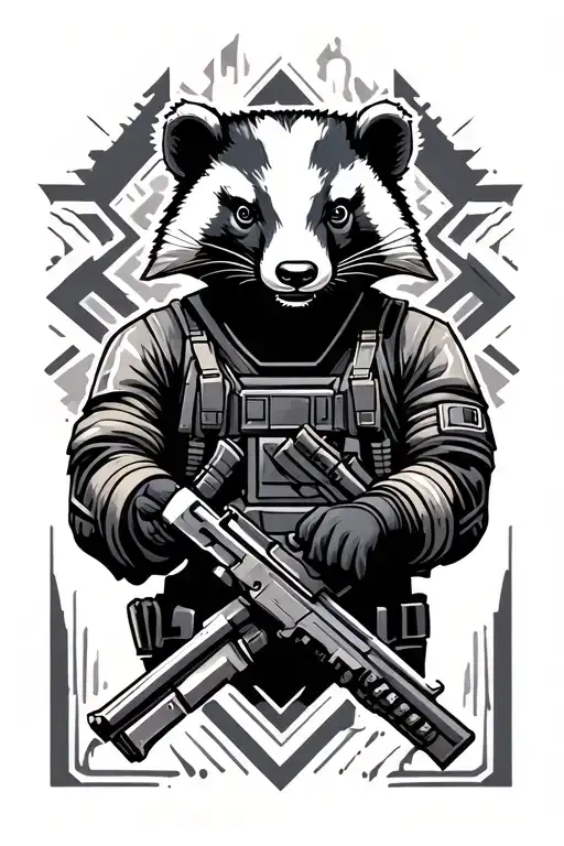 combat engineer badger tattoo design idea