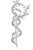 plant DNA double helix with clock face tattoo design idea