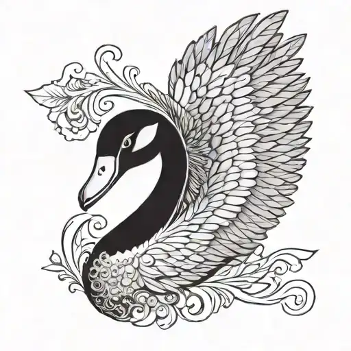 black swan confident tattoo design idea