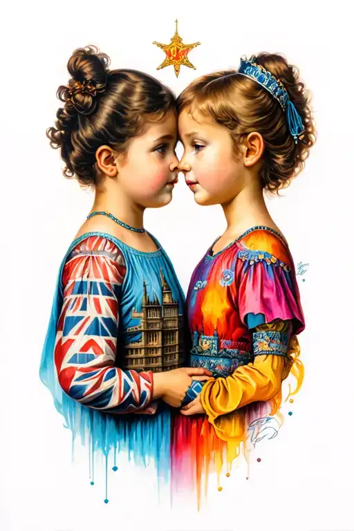 London is two opposite sex children tattoo design idea