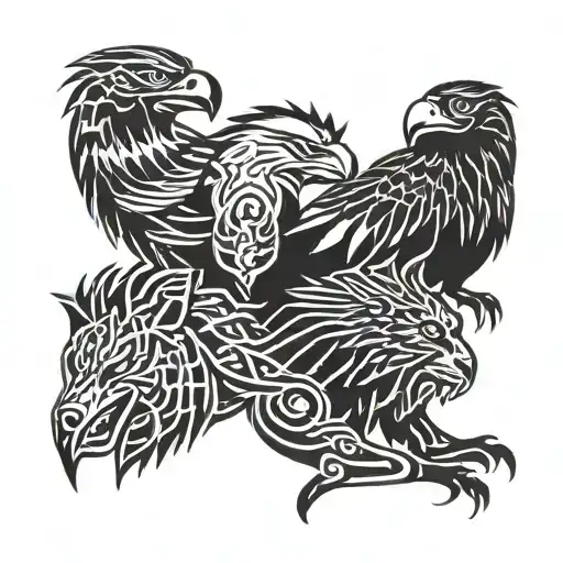 Eagle And Wolf and gorrila and lion and snake and raven tattoo design idea