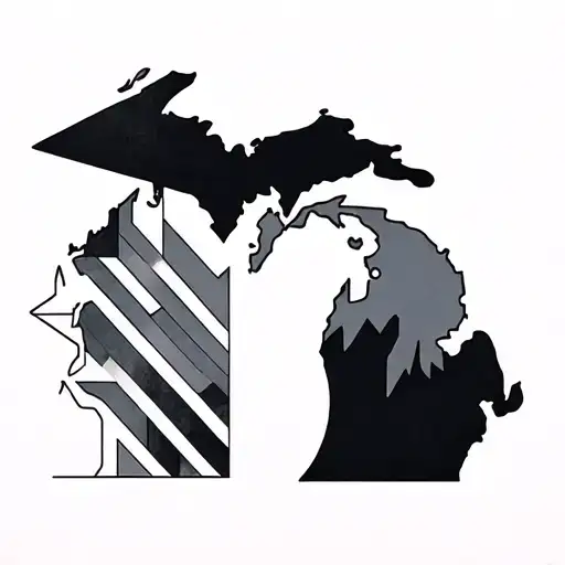 Michigan modern geometric design tattoo design idea