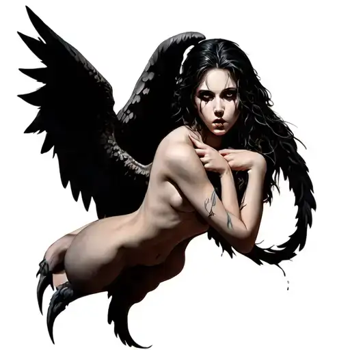 seductive evil angel tattoo design idea