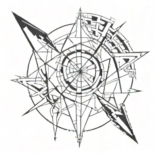 backpiece symetrical and abstract shapes tattoo design idea