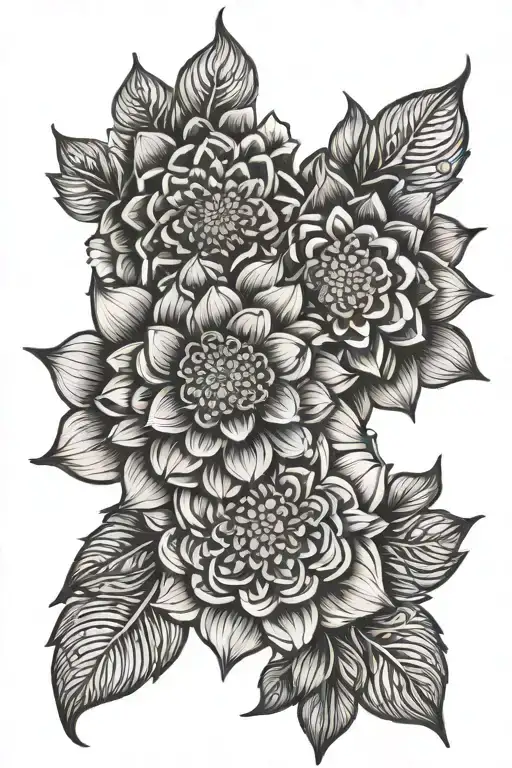 Mandala and Dahlia tattoo design idea