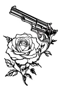 2 roses and a pistol flash tattoo tattoo design idea
