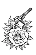 2 roses and a pistol flash tattoo tattoo design idea