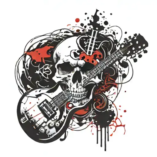 skull and guitar tattoo design idea