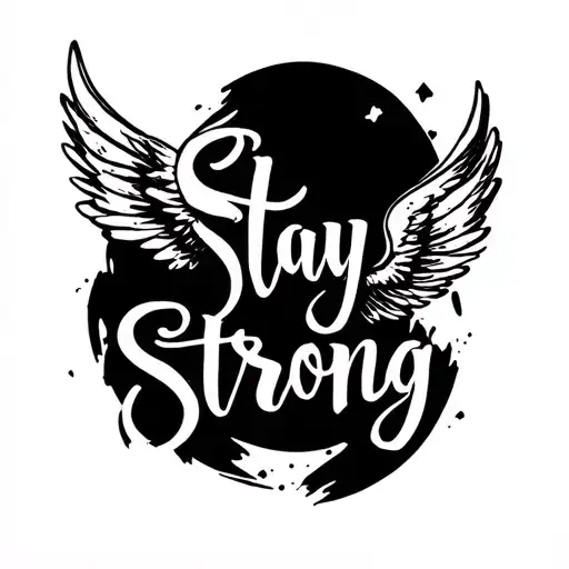 "Stay Strong" cursive 02.05.25 with wings tattoo design idea