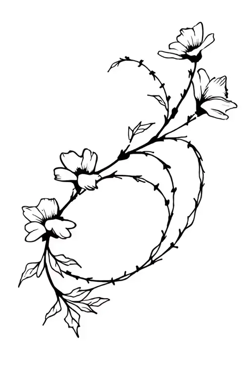 barbwire with flowers out the top spin  tattoo design idea