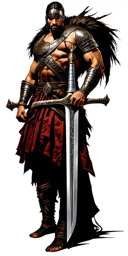 gladiator with sword drawn tattoo design idea