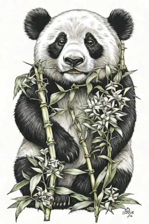 panda with bamboo tattoo design idea