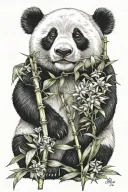 panda with bamboo tattoo design idea