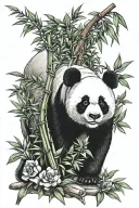 panda with bamboo tattoo design idea