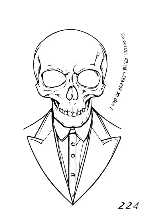224 in a skull in a tuxedo tattoo design idea