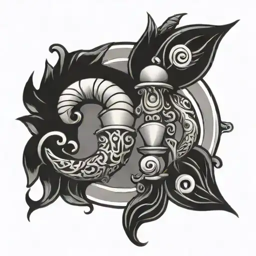 pisces libra zodiac sign tattoo design idea