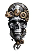 steampunk inspired mechanical tattoo design idea