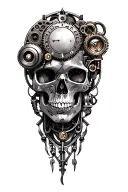 steampunk inspired mechanical tattoo design idea