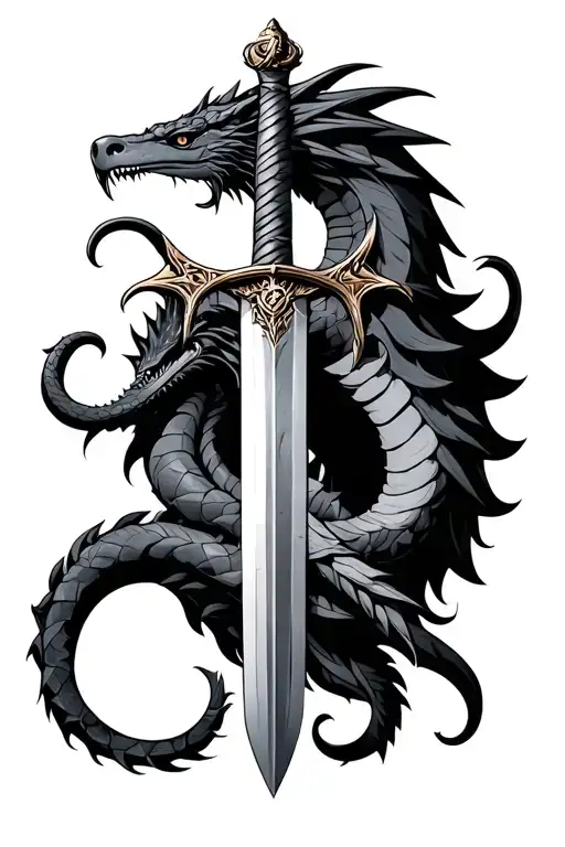 sword of gryffindor with basilisk intertwining tattoo design idea
