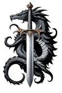 sword of gryffindor with basilisk intertwining tattoo design idea