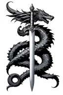 sword of gryffindor with basilisk intertwining tattoo design idea