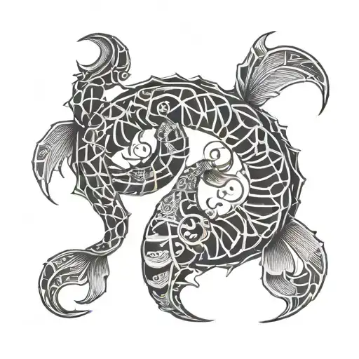 scorpio and pisces zodiac sign intertwined tattoo design idea