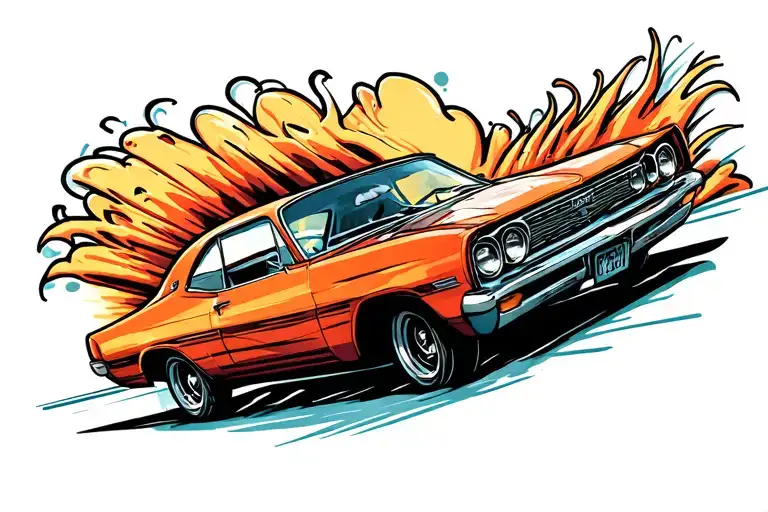 car speeding tattoo design idea