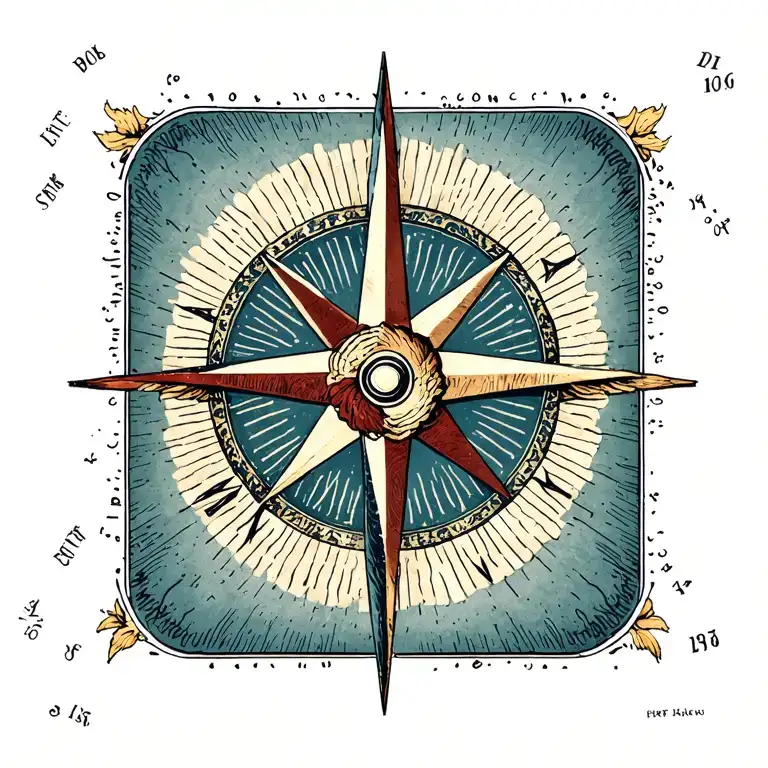 Wind rose with date of birth tattoo design idea