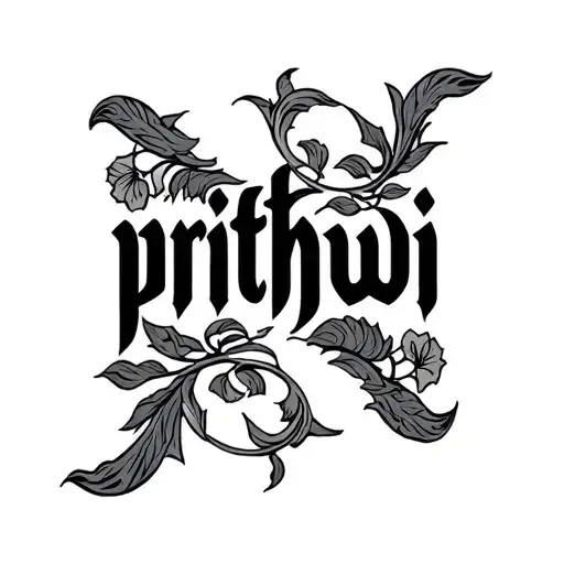 the name prithwi (inly font in an indianised way) tattoo design idea