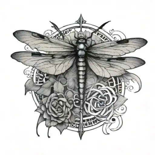 dragon fly metatron's cube tattoo design idea