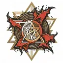 Flesh Scar Bloody Torn flesh electronics Cryptocurrency Bitcoin Satanic Pentagram Dark Red blood splatter Black Gold  tattoo design idea