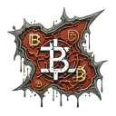 Flesh Scar Bloody Torn flesh electronics Cryptocurrency Bitcoin Satanic Pentagram Dark Red blood splatter Black Gold  tattoo design idea