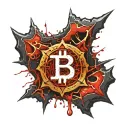 Flesh Scar Bloody Torn flesh electronics Cryptocurrency Bitcoin Satanic Pentagram Dark Red blood splatter Black Gold  tattoo design idea