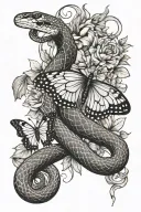 snake and butterfly tattoo design idea