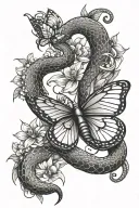 snake and butterfly tattoo design idea