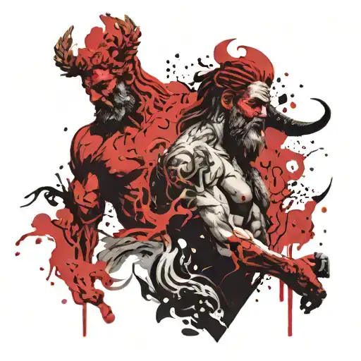 crime and zeus y poseidon tattoo design idea