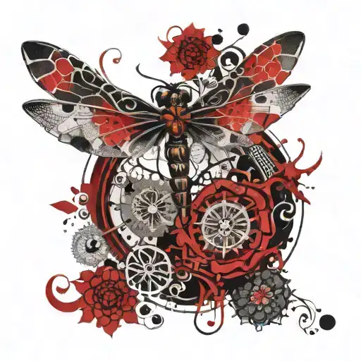 dragonfly resting on a mandala design tattoo design idea